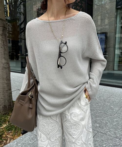 DouDou（ドゥドゥ）の「【新色追加】鹿の子編み前後2WAYプルオーバー（ニット/セーター・レディース・ブルー/ブラック系その他/ライトグレー/ベージュ/ブラック/ブルー系その他/ベージュ系その他・FREE）」の18枚目の写真