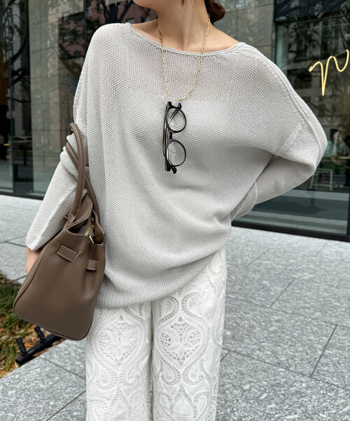 DouDou（ドゥドゥ）の「【新色追加】鹿の子編み前後2WAYプルオーバー（ニット/セーター・レディース・ブルー/ブラック系その他/ライトグレー/ベージュ/ブラック/ブルー系その他/ベージュ系その他・FREE）」の19枚目の写真