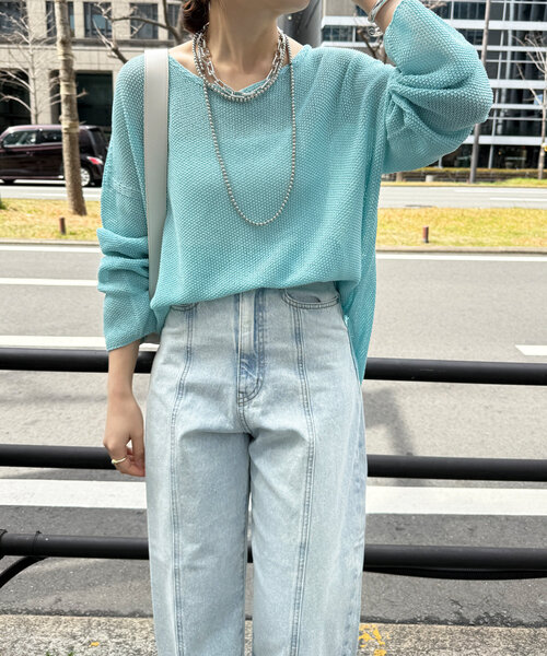 DouDou鹿の子編み前後2WAYプルオーバー 長袖ニット DouDou ニット セーター 「新色追加」鹿の子編み前後2WAYプル