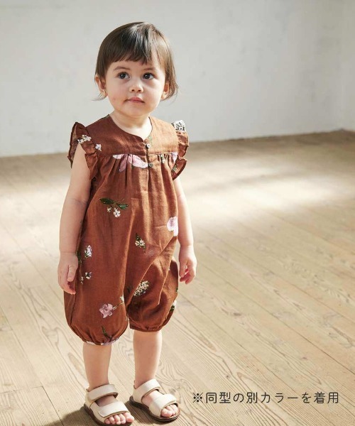 NAOMI ITO（ナオミイトウ）の「【NAOMI ITO(ナオミイトウ)】 フリルスリーブオール 70cm・80cm（ロンパース・キッズ・ターコイズブルー・70cm/80ｃｍ）」の7枚目の写真