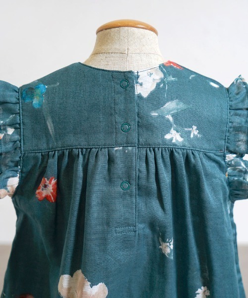 NAOMI ITO（ナオミイトウ）の「【NAOMI ITO(ナオミイトウ)】 フリルスリーブオール 70cm・80cm（ロンパース・キッズ・ターコイズブルー・70cm/80ｃｍ）」の5枚目の写真