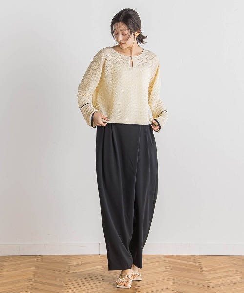 Droite lautreamont(ドロワットロートレアモン)の「【WEB限定】2WAY透かし柄ラインニット≪手洗い可能≫(ニット/セーター・レディース・アイボリー/ブラック・M)」の14枚目の写真