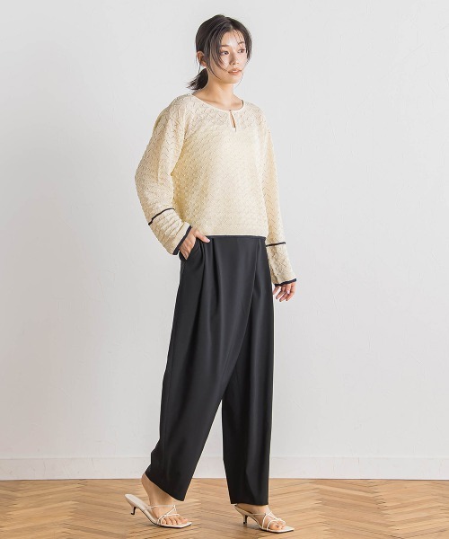 Droite lautreamont(ドロワットロートレアモン)の「【WEB限定】2WAY透かし柄ラインニット≪手洗い可能≫(ニット/セーター・レディース・アイボリー/ブラック・M)」の17枚目の写真