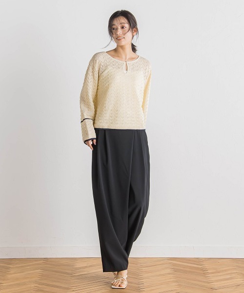 Droite lautreamont(ドロワットロートレアモン)の「【WEB限定】2WAY透かし柄ラインニット≪手洗い可能≫(ニット/セーター・レディース・アイボリー/ブラック・M)」の18枚目の写真