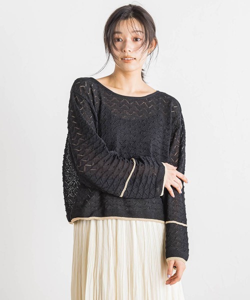 Droite lautreamont(ドロワットロートレアモン)の「【WEB限定】2WAY透かし柄ラインニット≪手洗い可能≫(ニット/セーター・レディース・アイボリー/ブラック・M)」の19枚目の写真