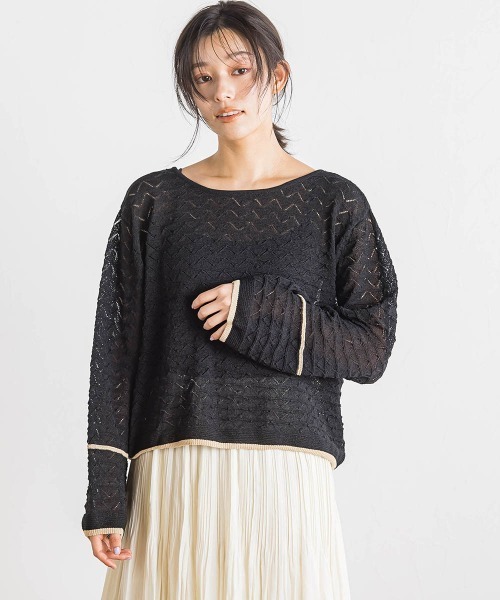 Droite lautreamont(ドロワットロートレアモン)の「【WEB限定】2WAY透かし柄ラインニット≪手洗い可能≫(ニット/セーター・レディース・アイボリー/ブラック・M)」の20枚目の写真