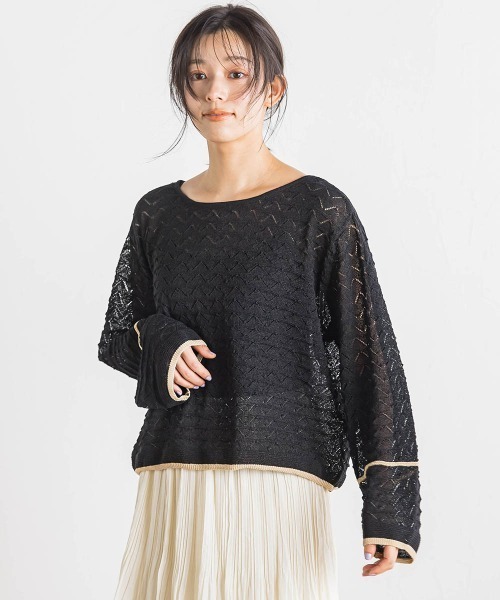 Droite lautreamont(ドロワットロートレアモン)の「【WEB限定】2WAY透かし柄ラインニット≪手洗い可能≫(ニット/セーター・レディース・アイボリー/ブラック・M)」の21枚目の写真