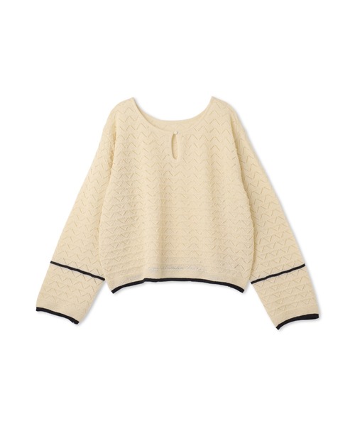 Droite lautreamont(ドロワットロートレアモン)の「【WEB限定】2WAY透かし柄ラインニット≪手洗い可能≫(ニット/セーター・レディース・アイボリー/ブラック・M)」の3枚目の写真