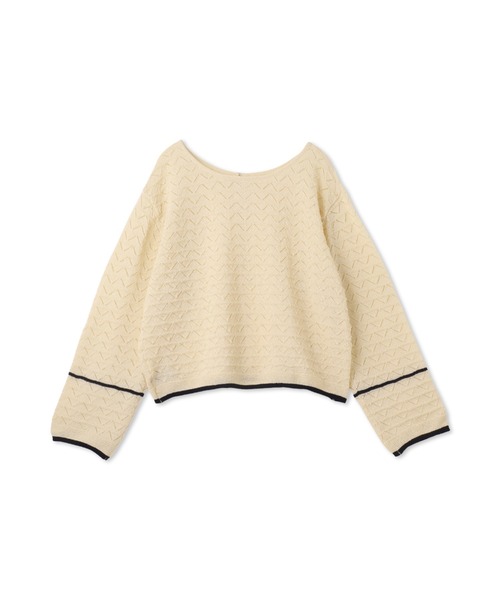 Droite lautreamont(ドロワットロートレアモン)の「【WEB限定】2WAY透かし柄ラインニット≪手洗い可能≫(ニット/セーター・レディース・アイボリー/ブラック・M)」の4枚目の写真