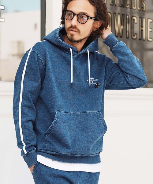 mpa3769-denim jersey P-O parka ニットデニムパーカー（パーカー