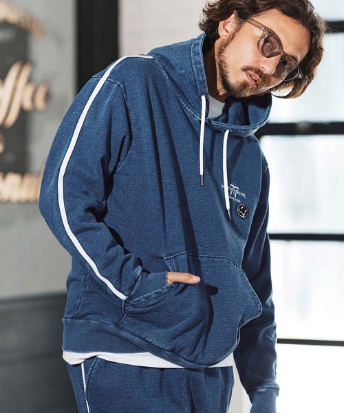 seventy seven（セブンティセブン）の「mpa3769-denim jersey P-O parka ニットデニムパーカー（パーカー・メンズ・インディゴブルー/ライトインディゴブルー・S/M/L/XL）」の9枚目の写真
