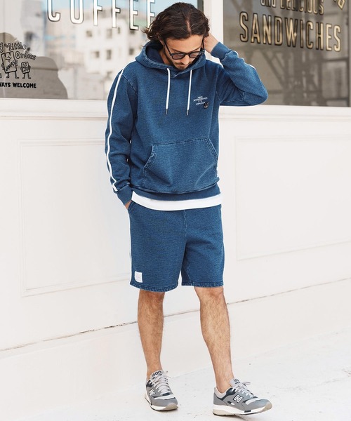 seventy seven（セブンティセブン）の「mpa3769-denim jersey P-O parka ニットデニムパーカー（パーカー・メンズ・インディゴブルー/ライトインディゴブルー・S/M/L/XL）」の15枚目の写真