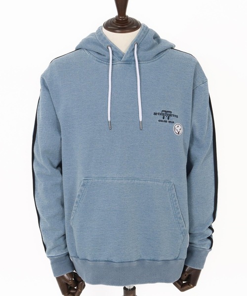 seventy seven（セブンティセブン）の「mpa3769-denim jersey P-O parka ニットデニムパーカー（パーカー・メンズ・インディゴブルー/ライトインディゴブルー・S/M/L/XL）」の16枚目の写真