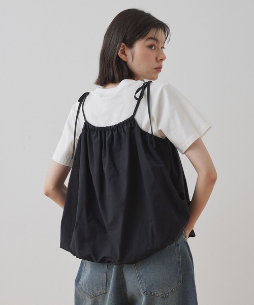 olu. バルーンリボンキャミソール　アイボリー セール】【Unblend】バルーンシルエット リボン キャミソール