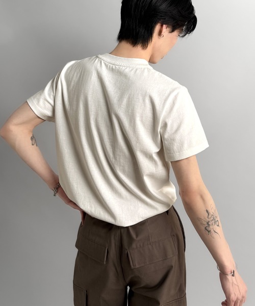 Classical Origin(クラシカルオリジン)の「《Haruto×クラシカルオリジンコラボ》綿100%メッセージ刺繍入りグラフィックTシャツ(半袖)/Embroidered Message Graphic T-Shirt(Tシャツ/カットソー・メンズ・ブラック/オフホワイト/チャコールグレー・SMALL/MEDIUM/LARGE)」の13枚目の写真