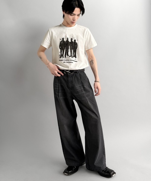 Classical Origin(クラシカルオリジン)の「《Haruto×クラシカルオリジンコラボ》綿100%メッセージ刺繍入りグラフィックTシャツ(半袖)/Embroidered Message Graphic T-Shirt(Tシャツ/カットソー・メンズ・ブラック/オフホワイト/チャコールグレー・SMALL/MEDIUM/LARGE)」の9枚目の写真