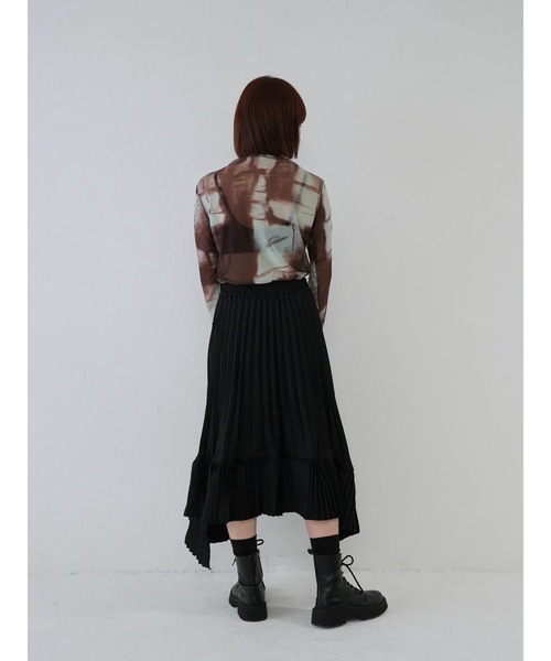 Uenui（ウニュイ）の「【 cunii 】 透け感 モード アート柄 ニュアンス シアー シースルー トップス シースルートップス 長袖 シアートップス 長袖（Tシャツ/カットソー・レディース・グリーン/ブルー/グレー/ブラック/ホワイト/ライトブラウン・FREE）」の9枚目の写真