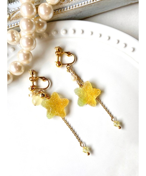 VIBGYOR（ヴィブジョー）の「【MUURABBTI】お菓子の星の可愛いイヤリング(MA)（イヤリング・レディース・パープル/イエロー/ピンク/ブルー・FREE）」の9枚目の写真