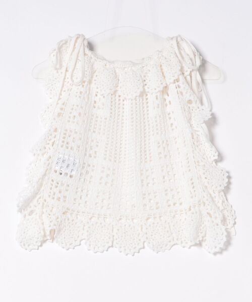 LILY BROWN（リリーブラウン）の「クロシェニットトップス（ニット/セーター・レディース・ピンク/ホワイト/ブラック・FREE）」の4枚目の写真