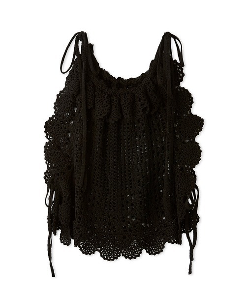 LILY BROWN（リリーブラウン）の「クロシェニットトップス（ニット/セーター・レディース・ピンク/ホワイト/ブラック・FREE）」の3枚目の写真