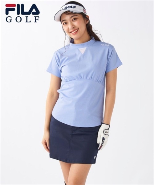 SMILE LAND(スマイルランド)の「FILA GOLF 凹凸ジャガードモックネックシャツ(吸汗速乾・UVカット)(Tシャツ/カットソー・レディース・ブラック/ブルー・6L/5L/4L/3L)」の2枚目の写真