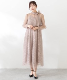 kaene ラメチュールレイヤードレースドレス