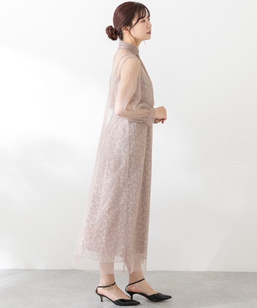 URBAN RESEARCH ROSSO WOMEN(アーバンリサーチ ロッソ)の「kaene ラメチュールレイヤードレースドレス(ワンピース・レディース・ベージュ系その他/ブラック・36)」の10枚目の写真