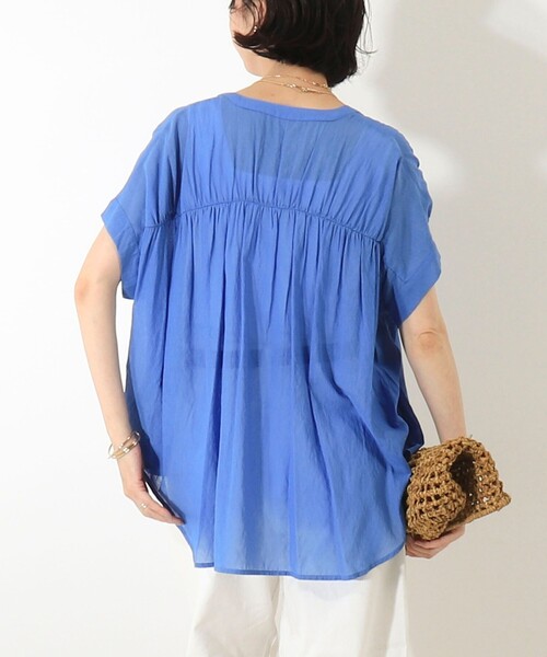 MICO COULIER（ミコクリエ）の「麻調シアーギャザーブラウス（シャツ/ブラウス・レディース・ブラック/キナリ/レッド/ブルー/モカ・38）」の21枚目の写真