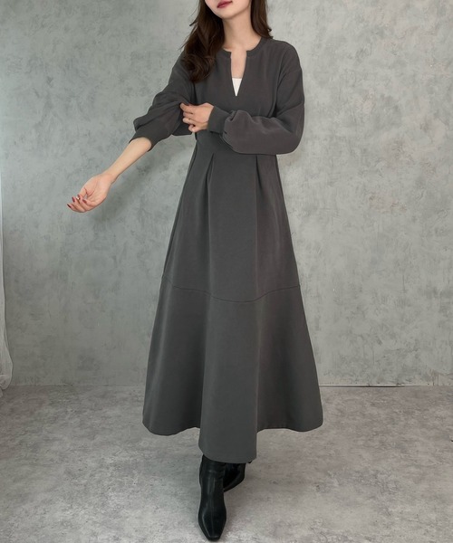 JUNOAH」 長袖ワンピース LARGE ブラック レディース