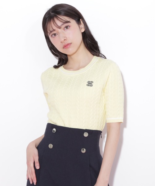 JILL by JILL STUART(ジルバイジルスチュアート)の「◇ランダムケーブルニット(ニット/セーター・レディース・ホワイト/ネイビー/イエロー/ブルー・FREE)」の4枚目の写真