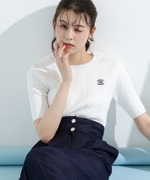 JILL by JILL STUART(ジルバイジルスチュアート)の「◇ランダムケーブルニット(ニット/セーター・レディース・ホワイト/ネイビー/イエロー/ブルー・FREE)」の19枚目の写真