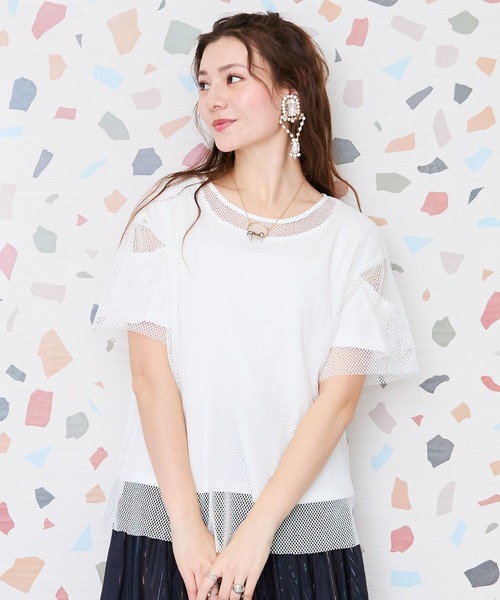 JETSET SOLO PLUS (ジェットセットソロプラス)の「【FONT LAB】メッシュコンビリバーシブルTシャツ(Tシャツ/カットソー・レディース・オフホワイト・FREE)」の1枚目の写真