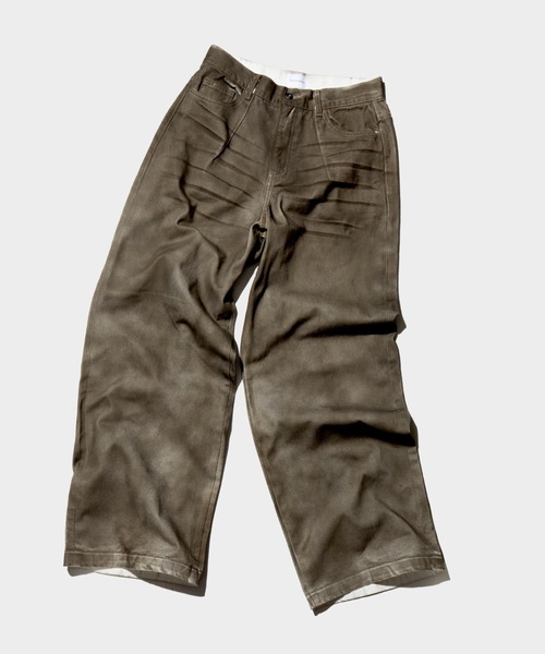 CAMPHOR WOOD(カンファーウッド)の「wide baggy spray processing denim trousers / ワイドバギースプレー加工デニム(デニムパンツ・メンズ・ブラウン・SMALL/MEDIUM/LARGE)」の18枚目の写真