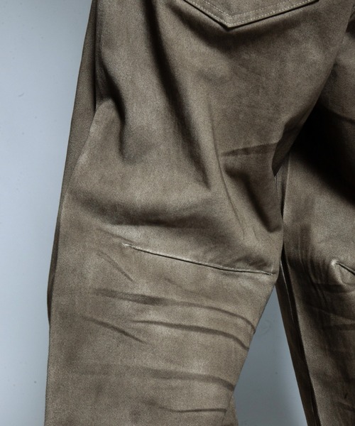 wide baggy spray processing denim trousers / ワイドバギー
