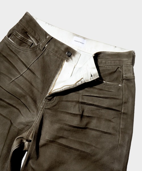 wide baggy spray processing denim trousers / ワイドバギー