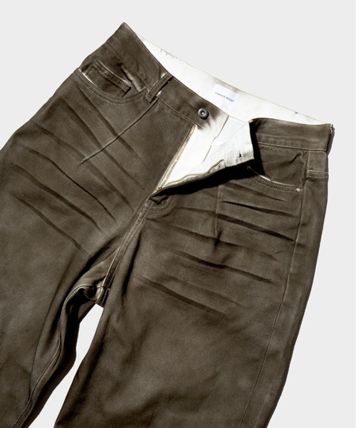 wide baggy spray processing denim trousers / ワイドバギー