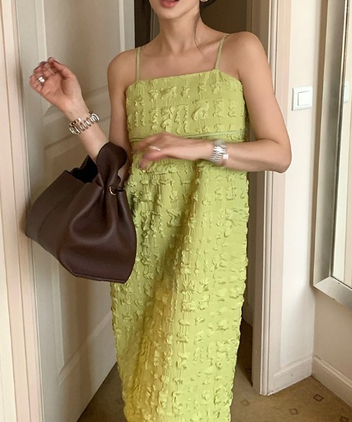 FREE STYLISTS（フリー スタイリスト）の「YUGA_YGMC　Jacquard camisole dress（ワンピース・レディース・ブルー/ブラック/ミント/ホワイト・FREE）」の4枚目の写真
