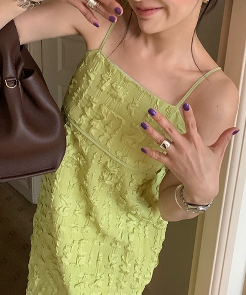 FREE STYLISTS（フリー スタイリスト）の「YUGA_YGMC　Jacquard camisole dress（ワンピース・レディース・ブルー/ブラック/ミント/ホワイト・FREE）」の7枚目の写真