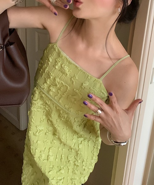 FREE STYLISTS（フリー スタイリスト）の「YUGA_YGMC　Jacquard camisole dress（ワンピース・レディース・ブルー/ブラック/ミント/ホワイト・FREE）」の12枚目の写真