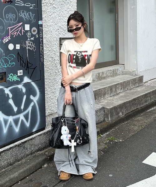 J/Wダメージスウェットワイドパンツ（スウェットパンツ
