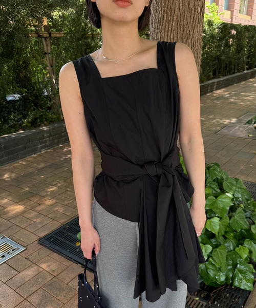 ブラウス シャツ 「naoki tomizuka/ナオキ トミズカ」Tie front sleeveless blou レディース セール】【naoki tomizuka/ナオキ トミズカ】Tie front