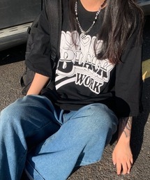 BLACK WORKロゴプリントオーバーサイズTシャツ