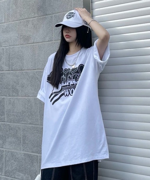 セール】BLACK WORKロゴプリントオーバーサイズTシャツ（Tシャツ