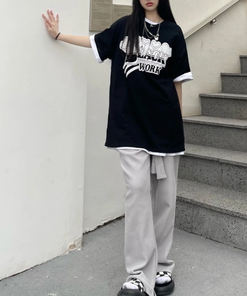 セール】BLACK WORKロゴプリントオーバーサイズTシャツ（Tシャツ