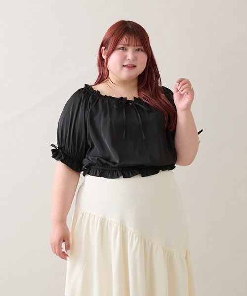 Louiosy(ルオシー)の「【大きいサイズ】アシメティアードスカート(スカート・レディース・オフホワイト/ブラック・3L/4L/X-LARGE)」の6枚目の写真