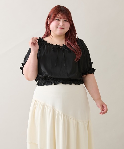 Louiosy(ルオシー)の「【大きいサイズ】アシメティアードスカート(スカート・レディース・オフホワイト/ブラック・3L/4L/X-LARGE)」の19枚目の写真