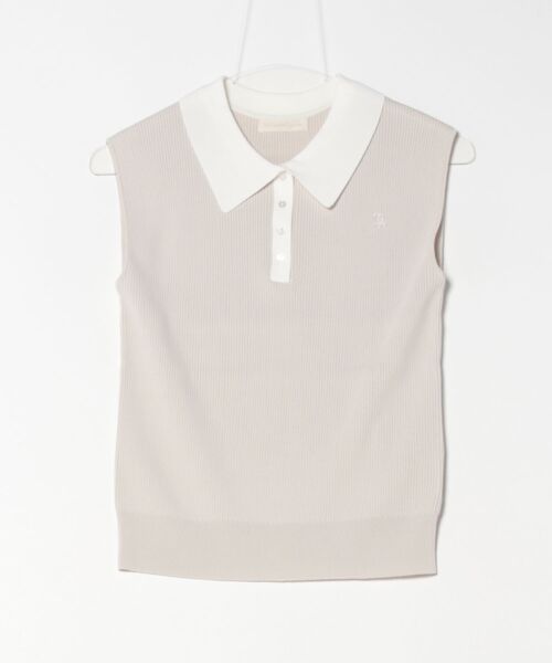 12Twelve Agenda（トゥエルブ　アジェンダ）の「配色衿付ノースリリブニットプルオーバー（ニット/セーター・レディース・ブラック/グレイッシュベージュ・M）」の2枚目の写真