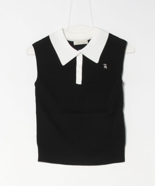 12Twelve Agenda（トゥエルブ　アジェンダ）の「配色衿付ノースリリブニットプルオーバー（ニット/セーター・レディース・ブラック/グレイッシュベージュ・M）」の8枚目の写真