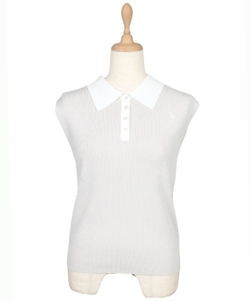 12Twelve Agenda（トゥエルブ　アジェンダ）の「配色衿付ノースリリブニットプルオーバー（ニット/セーター・レディース・ブラック/グレイッシュベージュ・M）」の9枚目の写真