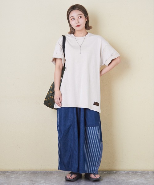 めぐページ ピグメントドッキング刺繍Tシャツ